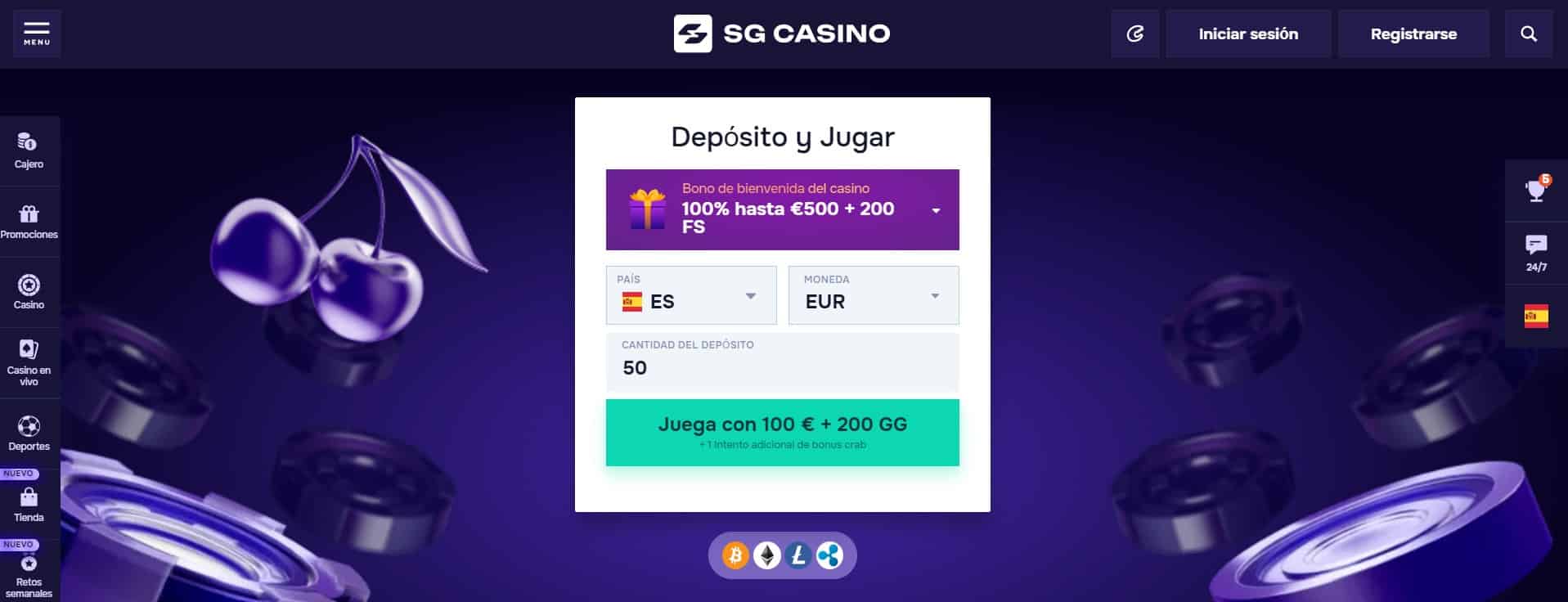 SG casino main page