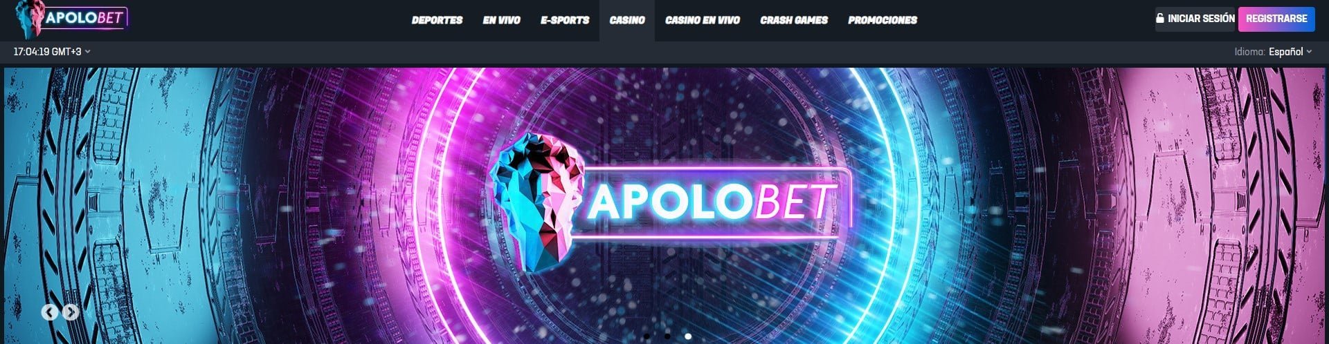 Apolobet casino logotipo en la página principal