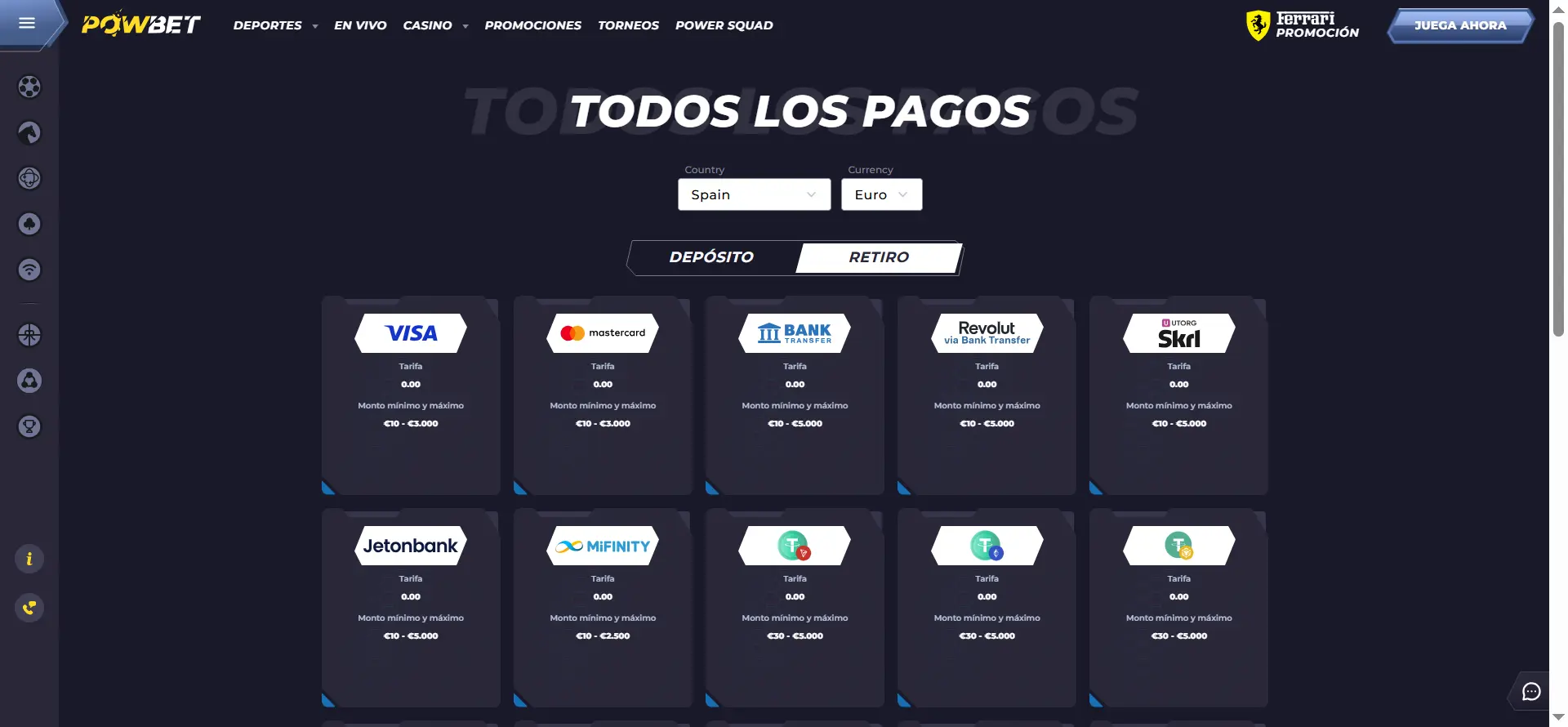 Pagos-Powbet Retiros balanceados con Powbet